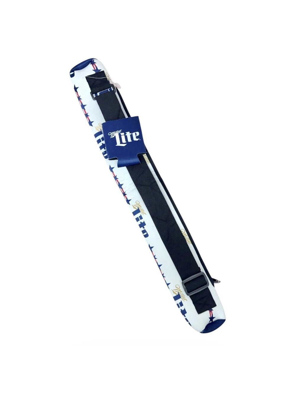 (RB) Miller Lite Insulated 6-Pack Can Stacker Sleeve Cooler Adjustable Strap 27"